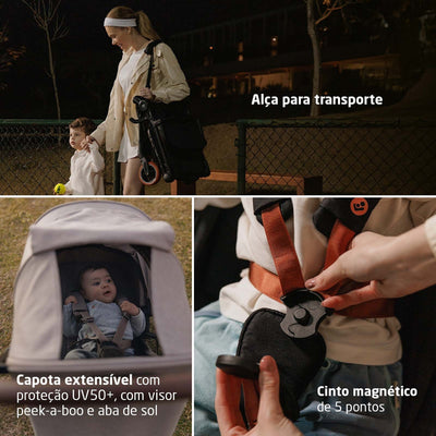Carrinho de Bebê Maxi-Cosi Oslo Carbon Twillic Truffle - Proteção em todas as estações